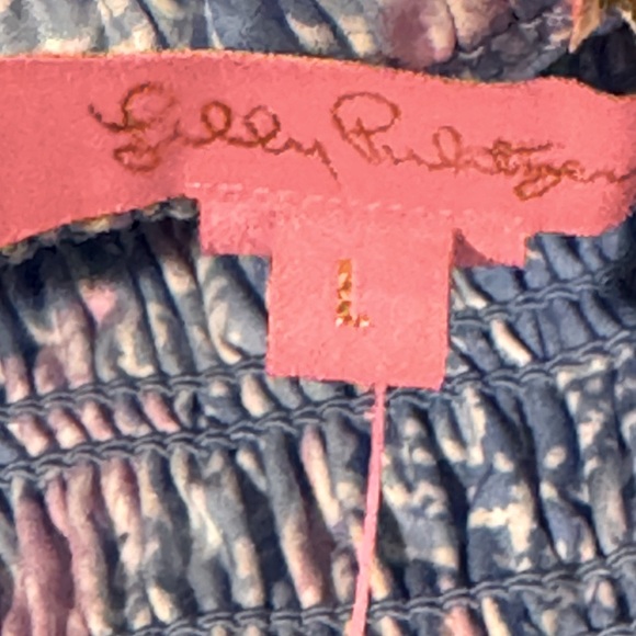 NWT Lilly Pulitzer Rivera Smocked Top in Boca Blue Sea What I See size Large - Picture 5 of 8